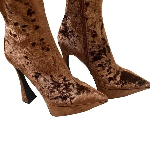 JEFFREY CAMPBELL Shego crushed velvet platform knee high boots NEW - Picture 9 of 16